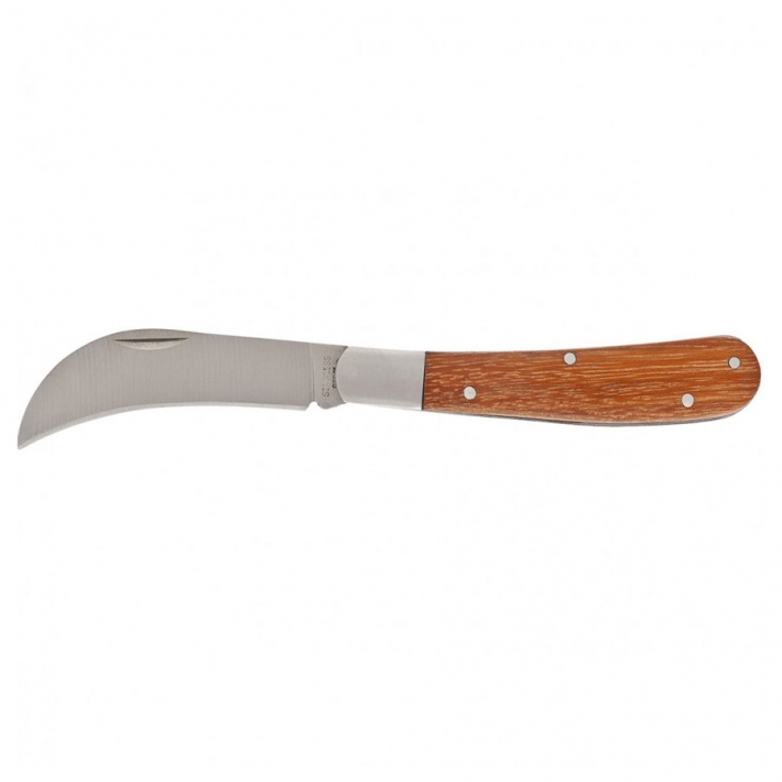 Нож садовый складной Palisad, изогнутое лезвие, 170 мм, деревянная рукоятка