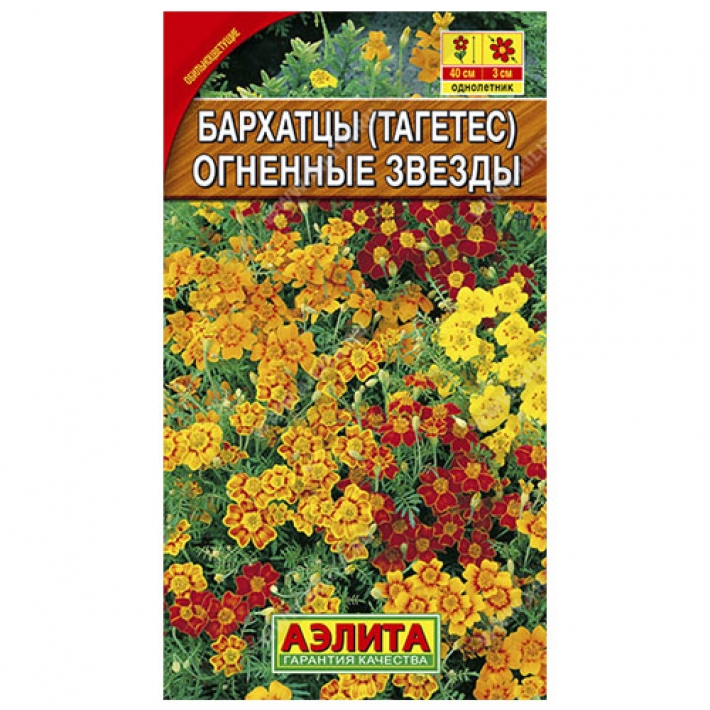 Бархатцы Огненные звезды, смесь окрасок