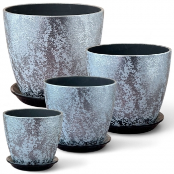Комплект Шёлк Бутон серый из 4-х горшков