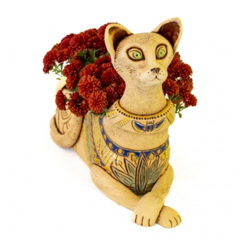 Кашпо керамическое в виде египетской кошки (цветное)