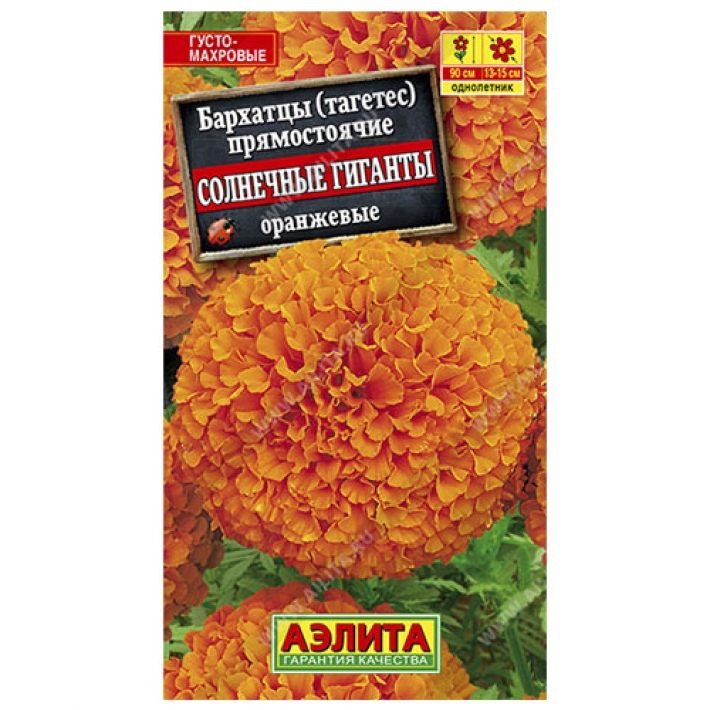 Бархатцы Солнечные гиганты Оранжевые прямостоячие