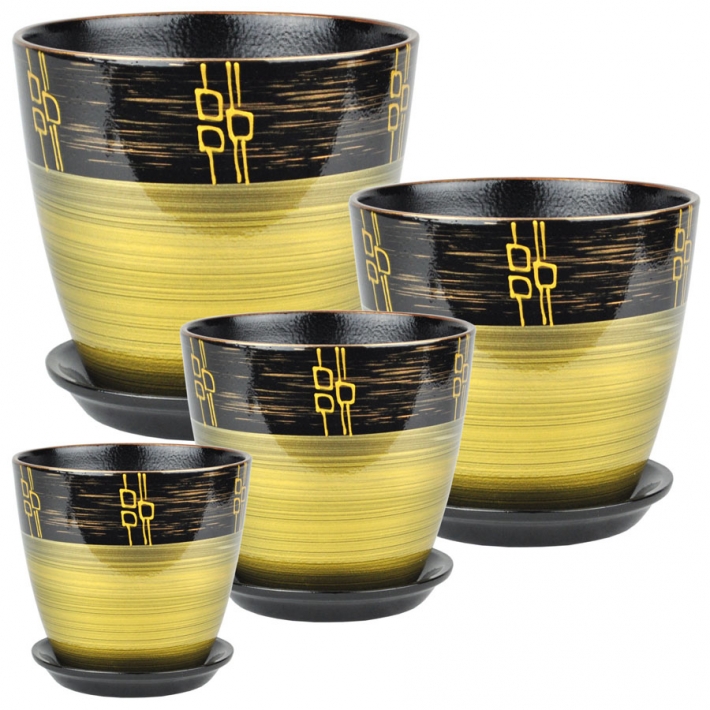 Комплект Роспись Бутон ритм бронза из 4-х горшков