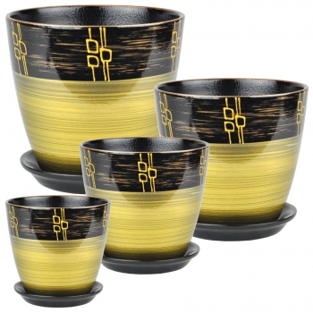 Комплект Роспись Бутон ритм бронза из 4-х горшков