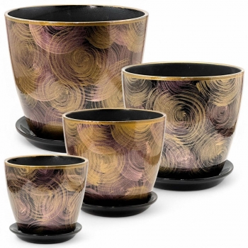 Комплект Роспись Бутон сатурн черный из 4-х горшков