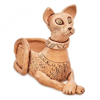 Кашпо керамическое в виде египетской кошки (терракот)