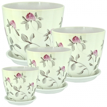 Комплект Роспись Бутон клевер из 4-х горшков