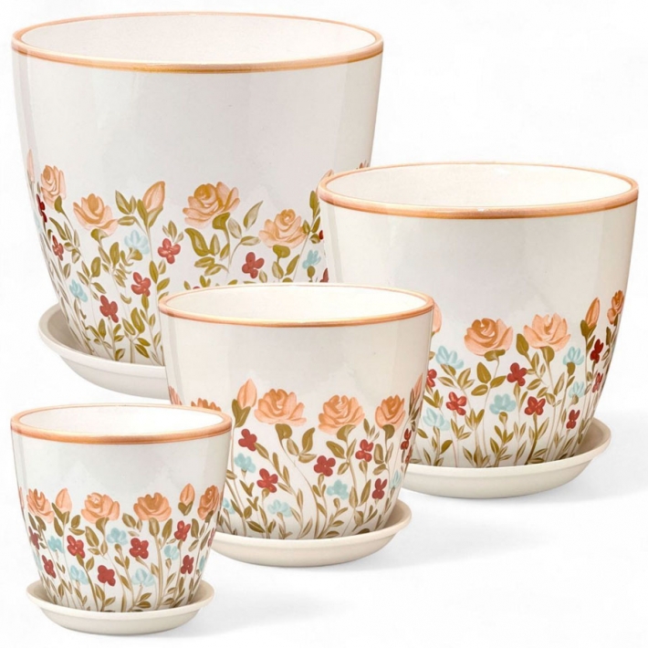 Комплект Роспись Бутон прованс из 4-х горшков