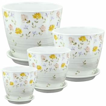 Комплект Роспись Бутон ситец из 4-х горшков