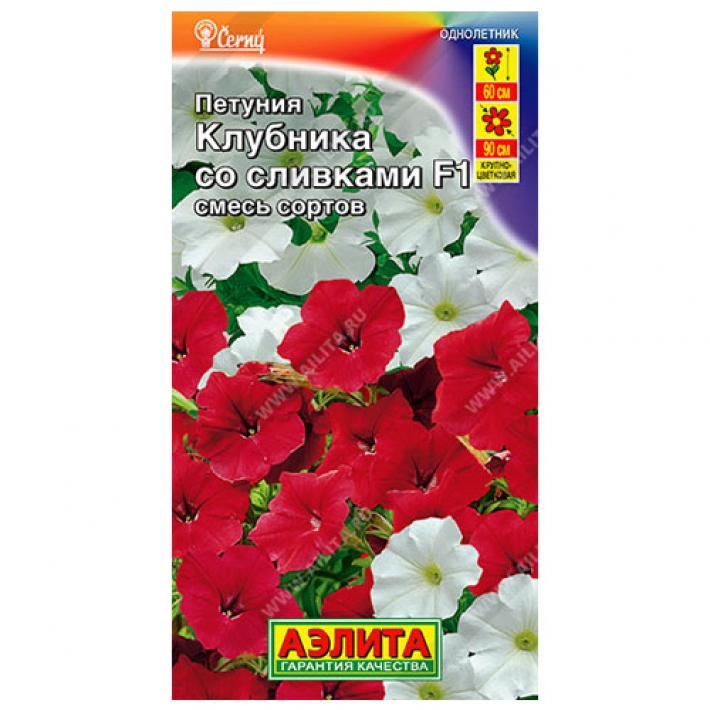 Петуния Клубника со сливками F1 крупноцветковая ампельная, смесь сортов