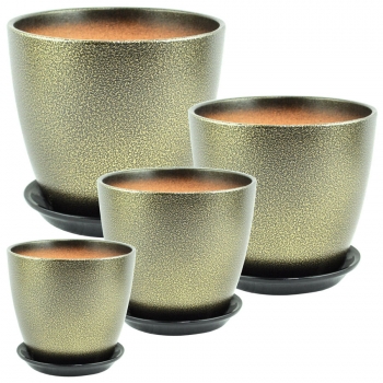 Комплект Бутон мет. чер/зол из 4-х горшков
