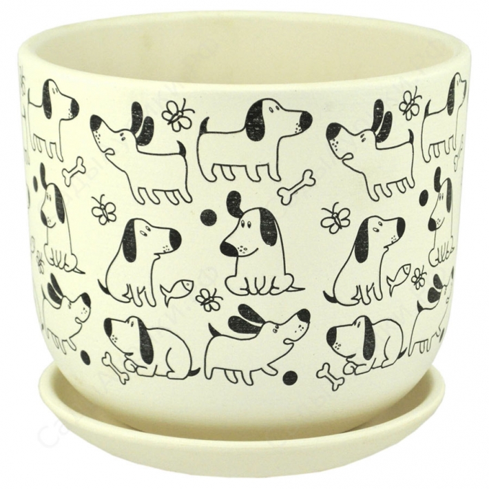 Горшок Бук собаки белый №3 18 см