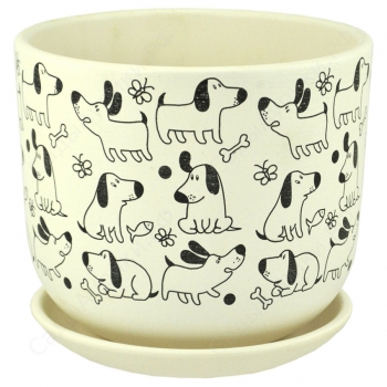 Горшок Бук собаки белый №3 18 см