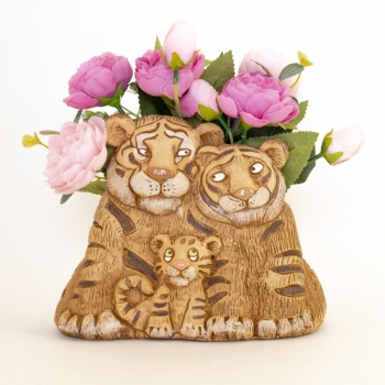 Кашпо керамическое Тигры семья